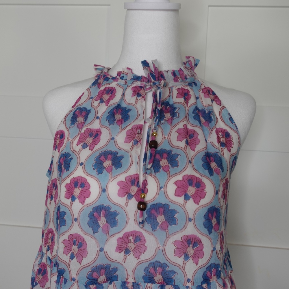 Oliphant Dress Sleeveless Tiered Mini Iris Blue - Picture 2 of 11